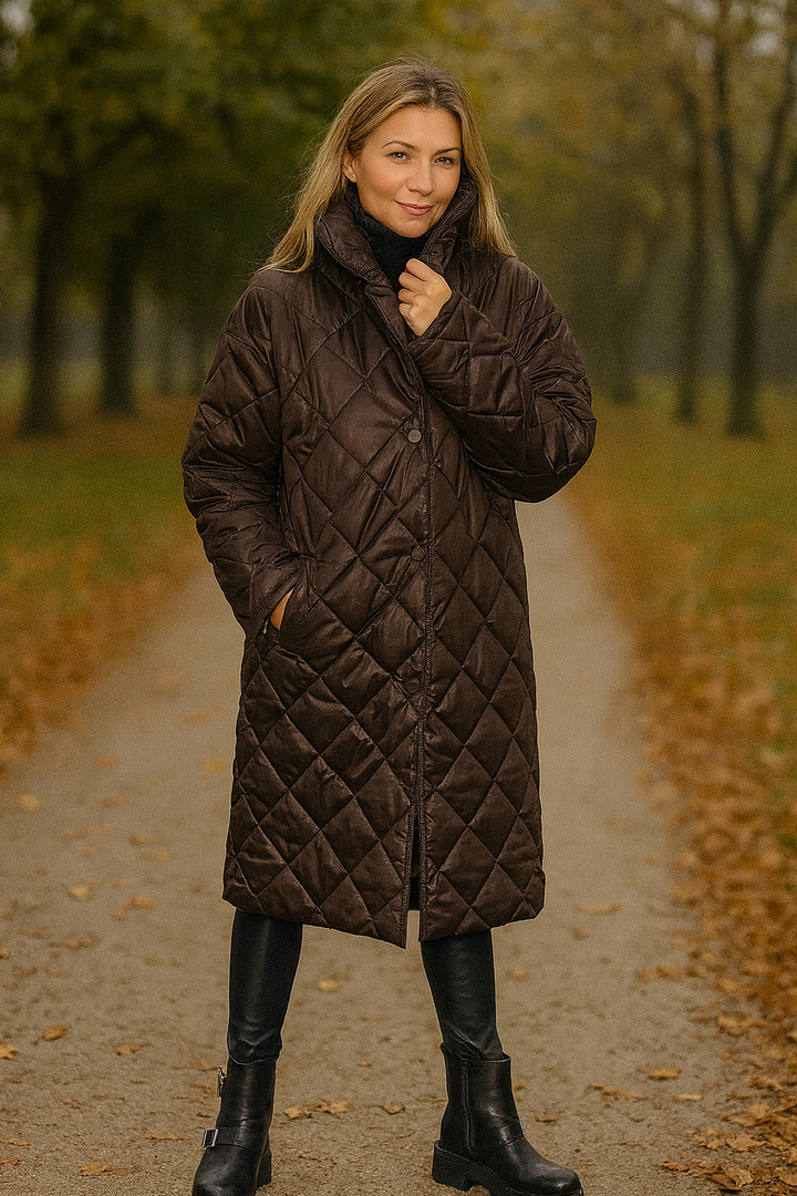 DARIANA | KOMFORTOWY ZIMOWY PŁASZCZ Z LEOPARDZIM WNĘTRZEM