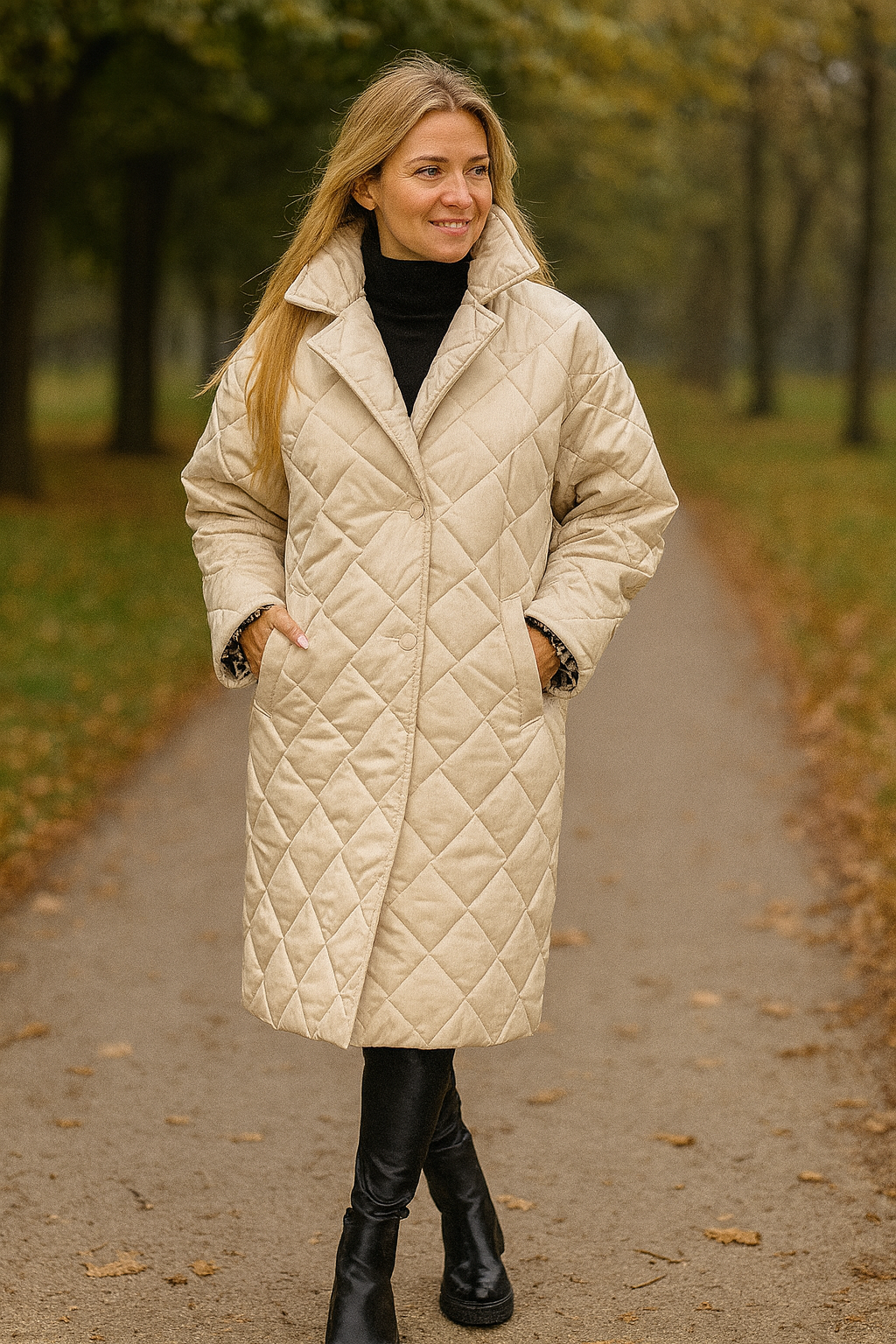 DARIANA | KOMFORTOWY ZIMOWY PŁASZCZ Z LEOPARDZIM WNĘTRZEM